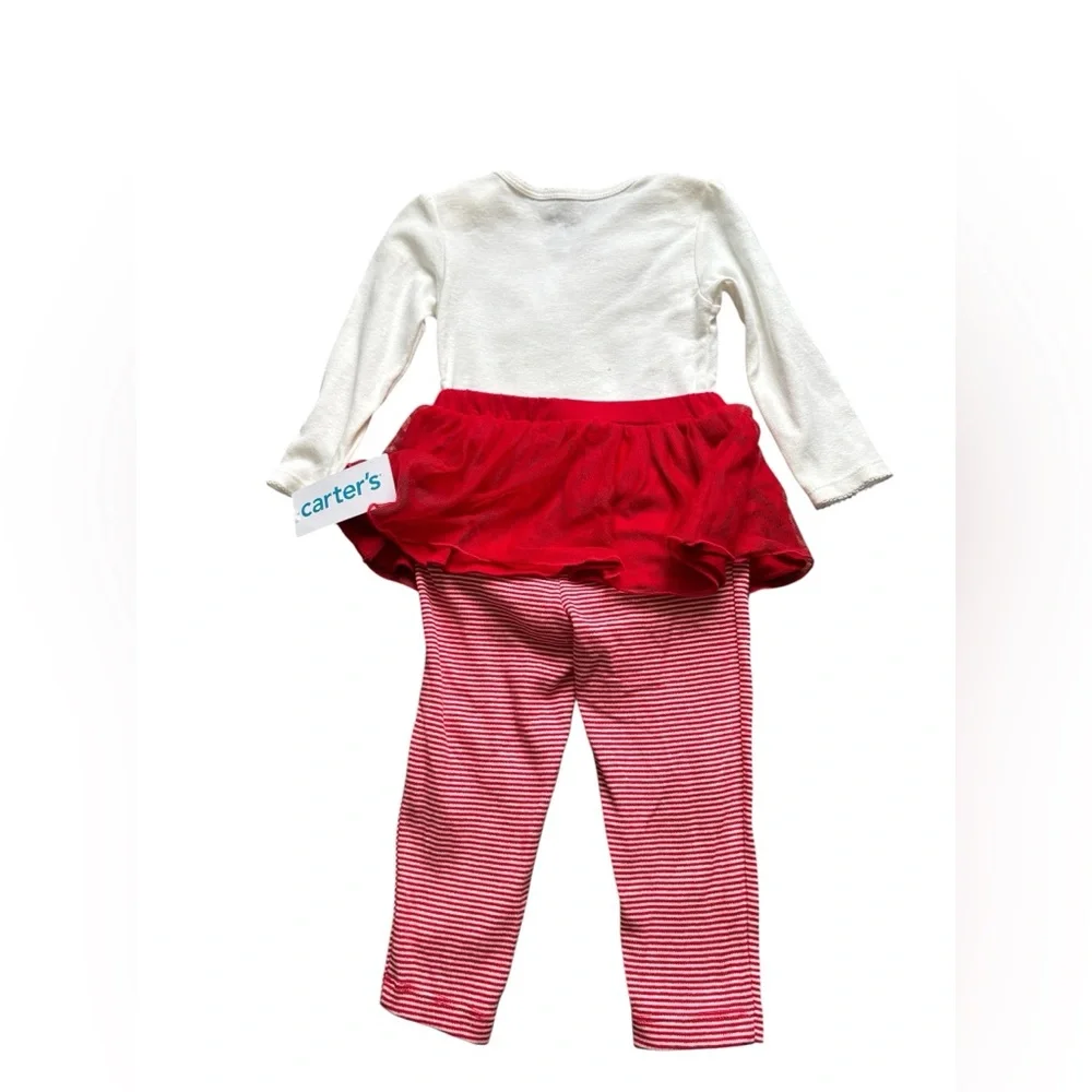 Carter’s 18M Girls Christmas Outfit NWT‎ Red Tutu Leggings Set Holiday Tree